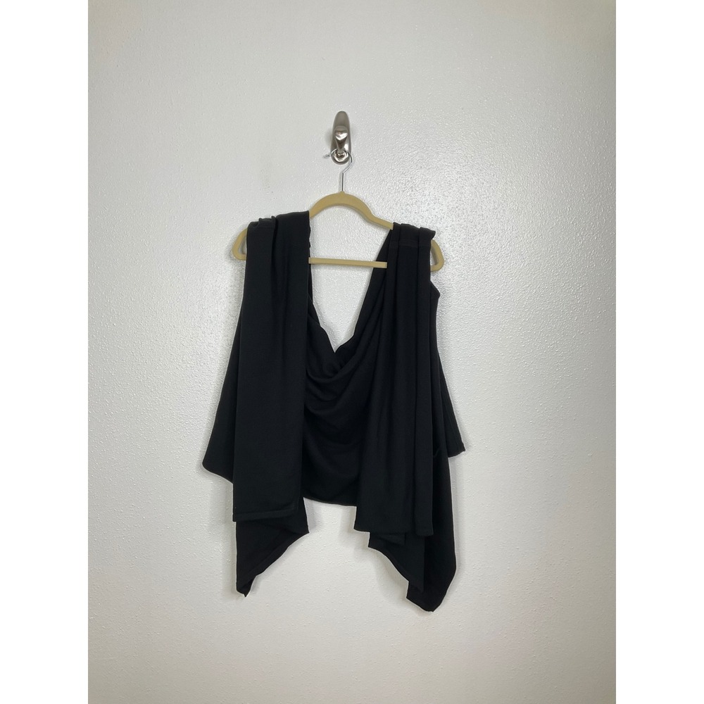 Lululemon Womens Black Knit Convertible Vinyasa Wrap Cardigan Shawl Scarf Logo